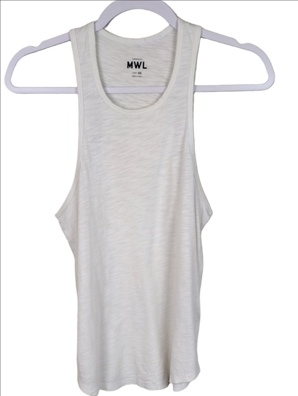 Madewell White Cotton Scoop Neckline Sleeveless Racer back Pull Over T-shirt Top